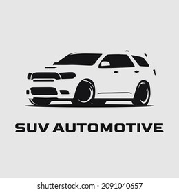 Suv automotive negative space icon. Car logo template. Autombile vector illustration for label, badge, advertisement or sign. Isolated on white background. 