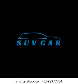 suv blue line design vector