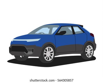SUV blue realistic vector illustration isolated