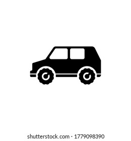 Suv Car, 4x4 Vehicle, Travel Transport. Flat Vector Icon illustration. Simple black symbol on white background. Suv Car 4x4 vehicle Travel Transport sign design template for web and mobile UI element