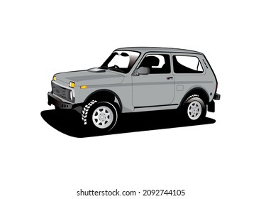 SUV Car. All-wheel drive, 4 x 4. Vector graphics, illustration.