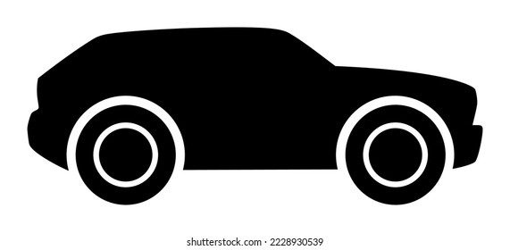 SUV car black vector silhouette icon, isolated on white background.