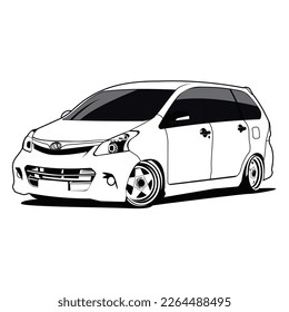 suv car black and white vector design