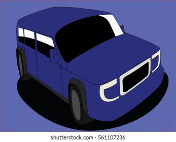SUV car blue realistic vector illustration isolated