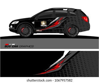 SUV car graphics. Abstract lines with grunge background