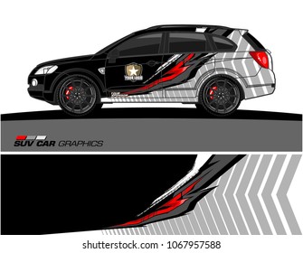 SUV car graphics. Abstract lines with grunge background