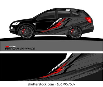 SUV car graphics. Abstract lines with grunge background
