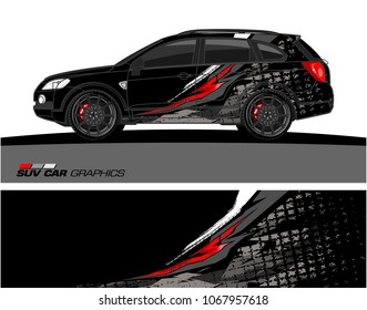 SUV car graphics. Abstract lines with grunge background