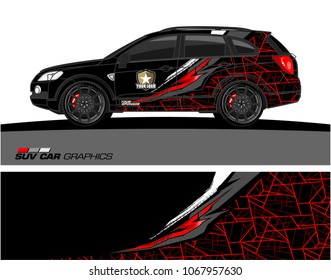 SUV car graphics. Abstract lines with grunge background