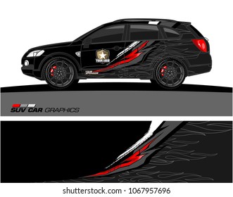 SUV car graphics. Abstract lines with grunge background