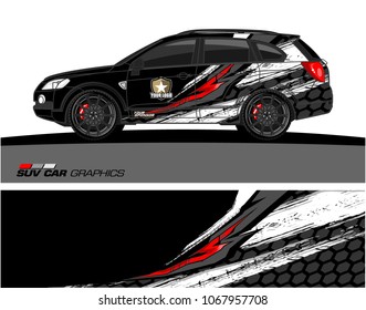 SUV car graphics. Abstract lines with grunge background