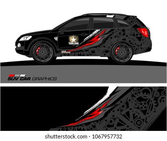 SUV car graphics. Abstract lines with grunge background