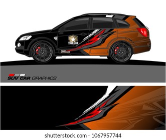 SUV car graphics. Abstract lines with grunge background