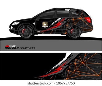 SUV car graphics. Abstract lines with grunge background