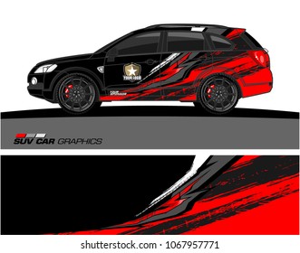 SUV car graphics. Abstract lines with grunge background