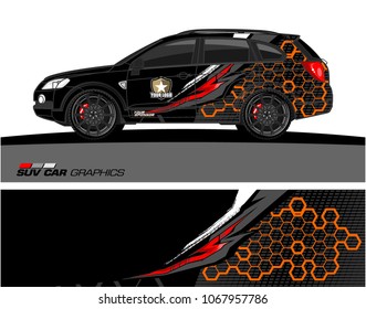 SUV car graphics. Abstract lines with grunge background