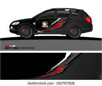 SUV car graphics. Abstract lines with grunge background