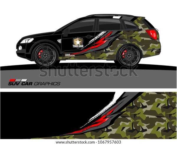 SUV\
car graphics. Abstract lines with grunge\
background