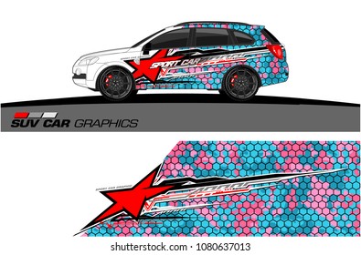 SUV Car Graphics vector for vinyl wrap. abstract star with grunge background