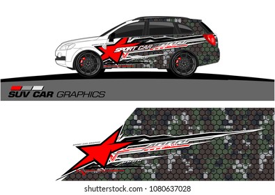 SUV Car Graphics vector for vinyl wrap. abstract star with grunge background
