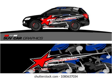 SUV Car Graphics vector for vinyl wrap. abstract star with grunge background