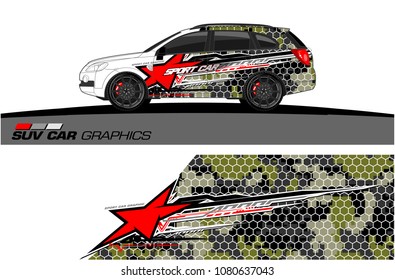 SUV Car Graphics vector for vinyl wrap. abstract star with grunge background