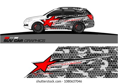 SUV Car Graphics vector for vinyl wrap. abstract star with grunge background