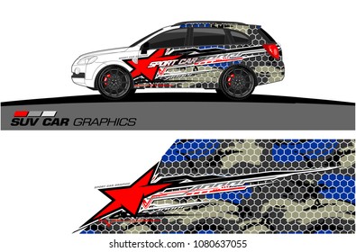 SUV Car Graphics vector for vinyl wrap. abstract star with grunge background