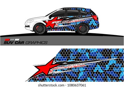 SUV Car Graphics vector for vinyl wrap. abstract star with grunge background