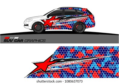 SUV Car Graphics vector for vinyl wrap. abstract star with grunge background