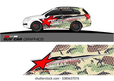 SUV Car Graphics vector for vinyl wrap. abstract star with grunge background