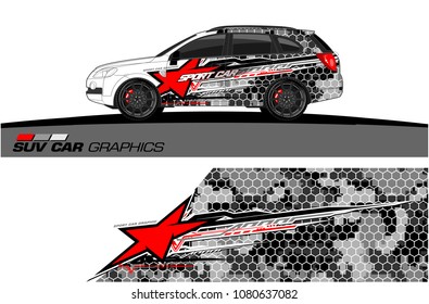SUV Car Graphics vector for vinyl wrap. abstract star with grunge background