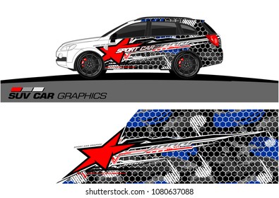 SUV Car Graphics vector for vinyl wrap. abstract star with grunge background