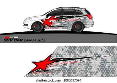 SUV Car Graphics vector for vinyl wrap. abstract star with grunge background