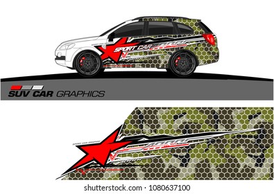 SUV Car Graphics vector for vinyl wrap. abstract star with grunge background