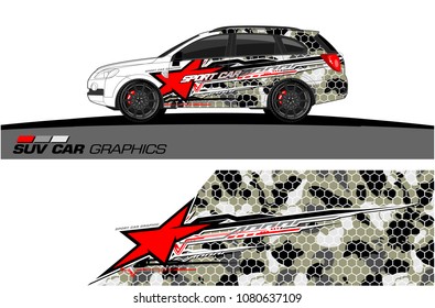 SUV Car Graphics vector for vinyl wrap. abstract star with grunge background