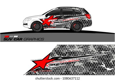 SUV Car Graphics vector for vinyl wrap. abstract star with grunge background