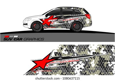 SUV Car Graphics vector for vinyl wrap. abstract star with grunge background