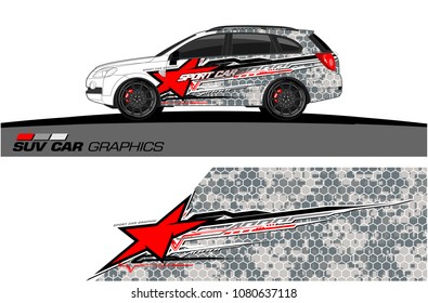 SUV Car Graphics vector for vinyl wrap. abstract star with grunge background