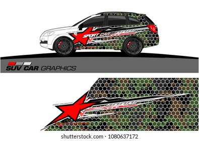 SUV Car Graphics vector for vinyl wrap. abstract star with grunge background