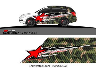 SUV Car Graphics vector for vinyl wrap. abstract star with grunge background