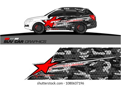 SUV Car Graphics vector for vinyl wrap. abstract star with grunge background