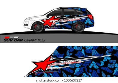 SUV Car Graphics vector for vinyl wrap. abstract star with grunge background