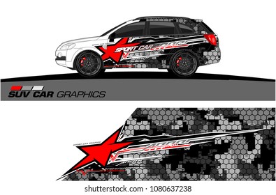 SUV Car Graphics vector for vinyl wrap. abstract star with grunge background