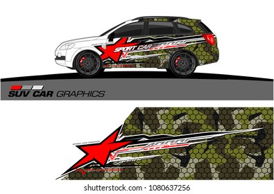 SUV Car Graphics vector for vinyl wrap. abstract star with grunge background