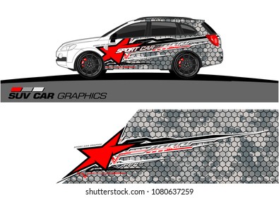 SUV Car Graphics vector for vinyl wrap. abstract star with grunge background
