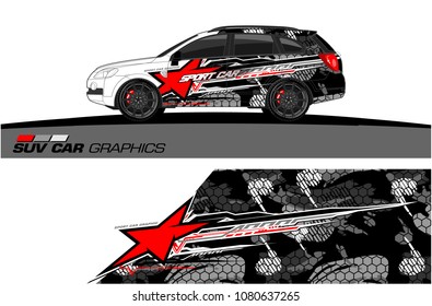 SUV Car Graphics vector for vinyl wrap. abstract star with grunge background