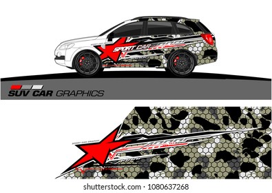 SUV Car Graphics vector for vinyl wrap. abstract star with grunge background