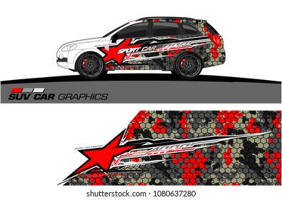 SUV Car Graphics vector for vinyl wrap. abstract star with grunge background