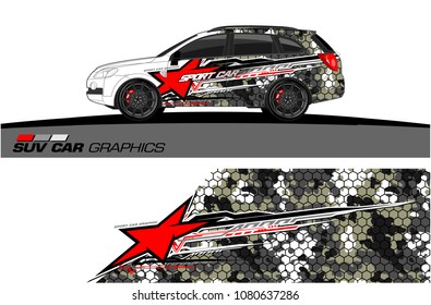 SUV Car Graphics vector for vinyl wrap. abstract star with grunge background